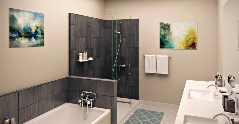 Spa bathrooms with separate ceramic tiled shower & soaking tub