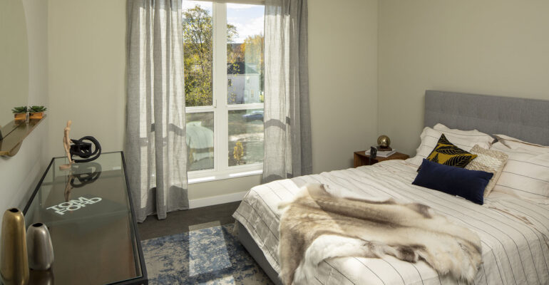 Master suite with custom built walk-in closet and ensuite bathroom